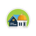 Pray at home icon design, Praying, taraweeh, salat, fasting, and celebrate ramadan at home. quarantine concept