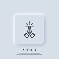 Pray icon. Hands folded in prayer icon. Pray logo. Request, entreaty, please. Vector. UI icon. Neumorphic UI UX white user Royalty Free Stock Photo