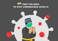 Pray for Indian vector, campaign to stop corona virus ,Covid-19 illustration ep02