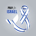 Pray for israel - Text and israel flag ribbon with peace bird vector design Royalty Free Stock Photo