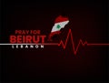 Pray For Beirut Lebanon with heart beat line