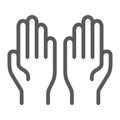 Pray line icon, faith and religion, hands sign, vector graphics, a linear pattern on a white background.