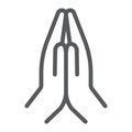 Pray line icon, religion and prayer, hands praying sign, vector graphics, a linear pattern on a white background, eps 10