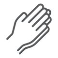 Pray line icon, religion and prayer, hands praying sign, vector graphics, a linear pattern on a white background, eps 10