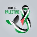 Pray for palestine - Text and palestine flag ribbon with peace bird vector design