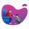 Pray parent moslem flat illustration-Ramadan kareem ivector illustration Royalty Free Stock Photo