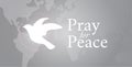 Pray for Peace gray and White Vector Illustration