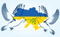 Pray for peace Ukraine. Ukraine Stop War. Dove Of Peace. Vector illustration