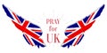 Pray for UK. Coronavirus outbreak in Great Britain. Angel Wings in United Kingdom flag color Royalty Free Stock Photo