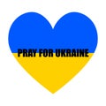 Pray for Ukraine. Vector flat illustration on blue blue heart concept of prayer, mourning, humanity. No War 2022