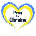 Pray for Ukraine. Vector heart in national flag color.