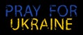 Pray for Ukraine yellow-blue grunge text isolated on black background. Ukraine concept banner or background. Vector EPS 10 Royalty Free Stock Photo