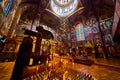 Prayer altar inside gorgeous Russian orthodox church Holy Virgin Cathedral
