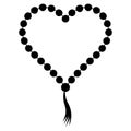 prayer beads folded in the shape of a heart, vector prayer beads symbol love for God faith and peace