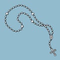 Prayer beads. Vintage engraving stylized drawing.