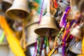 Prayer bells at buddhist temple Royalty Free Stock Photo