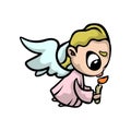 Prayer blonde hair angel with candle and pink clothes