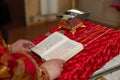 Church objects for the baptism of a Royalty Free Stock Photo