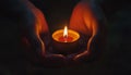 prayer - candle in hands Royalty Free Stock Photo