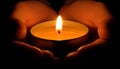 prayer - candle in hands Royalty Free Stock Photo