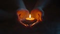 prayer - candle in hands Royalty Free Stock Photo