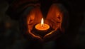 prayer - candle in hands Royalty Free Stock Photo