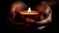 prayer - candle in hands Royalty Free Stock Photo
