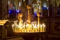 Prayer Candles in orthodoxy church Royalty Free Stock Photo