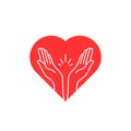 Prayer contour hands with heart logo
