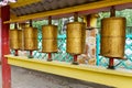 Prayer cylinders in Buddhist datsan Dechen Ravzhalin in Arshan. Russia