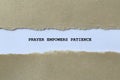 prayer empowers patience on white paper