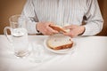 Prayer and Fasting bread and water Royalty Free Stock Photo