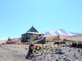 The prayer flag on the high mountain by Pangong Lake , Leh Ladakh , India Royalty Free Stock Photo