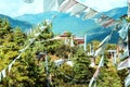 Prayer Flags adorn a Chorten on Chelela Pass, Bhutan Royalty Free Stock Photo