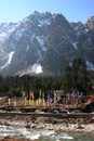 Prayer flags along a river, northeast India