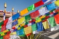 Prayer flags around Bodhnath, Bouddha, Bouddhanath or Bouddhnath stupa in Kathmandu Royalty Free Stock Photo