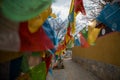 Prayer flags blow in Shangri-La, China.