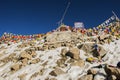 Prayer flags at Chang La Pass, the third highest driveable mountain pass in the world 5300m. above sea level, Ladakh, jammu &