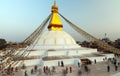 Prayer flags flying on the Boudhanath Stupa. symbol of Kathmandu, Nepal. Royalty Free Stock Photo