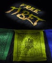 Prayer flags with Free Tibet t-shirt Royalty Free Stock Photo