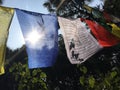 Prayer Flags on Swayambhunath Stupa Hill in Kathmandu City in Kathmandu Valley, Nepal.