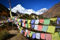 Prayer flags under Manaslu mountain Royalty Free Stock Photo
