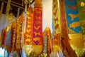 Prayer flags, Wat Chedi Luang temple, Chiang Mai, Thailand Royalty Free Stock Photo