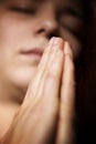 Prayer with folded hands Royalty Free Stock Photo