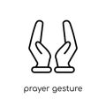 Prayer gesture icon. Trendy modern flat linear vector Prayer gesture icon on white background from thin line Hands and Royalty Free Stock Photo