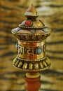 Buddhist prayer wheel with ornaments, Beautiful handwork Royalty Free Stock Photo