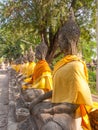 Prayer group statues in Wat Yai Chai Mongkol, Ayutthaya, Thailand Royalty Free Stock Photo
