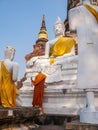 Prayer group statues in Wat Yai Chai Mongkol, Ayutthaya, Thailand Royalty Free Stock Photo