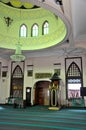 Prayer hall with circular dome minbar and minaret of Hajjah Fatima Mosque Singapore