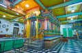 The prayer hall of Sri Kaali Amman Hindu Temple, Yangon, Myanmar Royalty Free Stock Photo